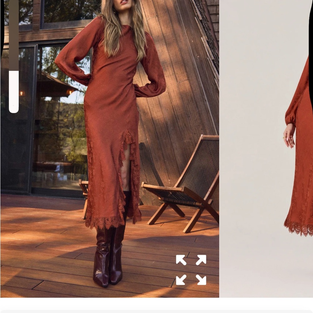 Astr The Label Rust Long Sleeve Lace Dress